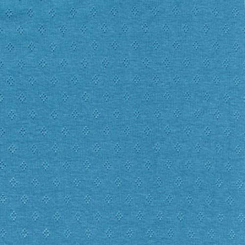 Tissu jersey ajouré pointelle bleu jean