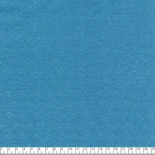 Tissu jersey ajouré pointelle bleu jean