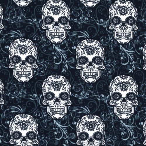 Tissu jersey Skulls fond bleu marine Poppy