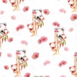 Tissu jersey Koalas digital fond blanc Poppy