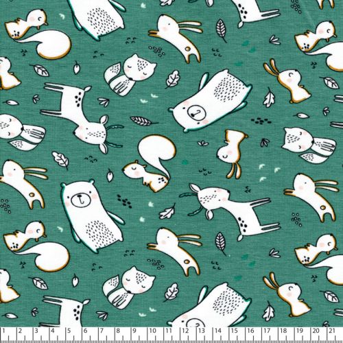 Tissu jersey coton BIO Forest Animals Poppy