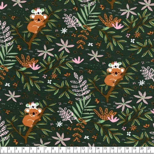 Tissu jersey coton BIO Koalas fond vert Poppy