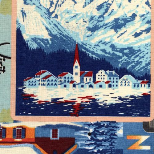 Tissu toile affiches ski vintage