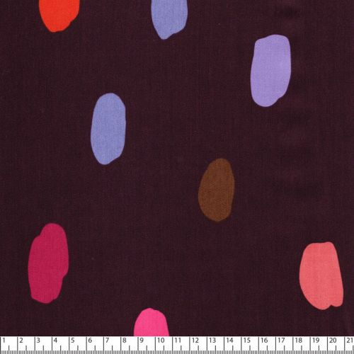 Tissu satin de coton Summer dots Nerida Hansen prune 