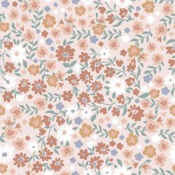 Tissu imperméable fleurs fond rose