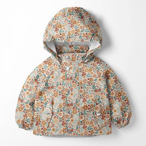 Tissu imperméable fleurs fond écru