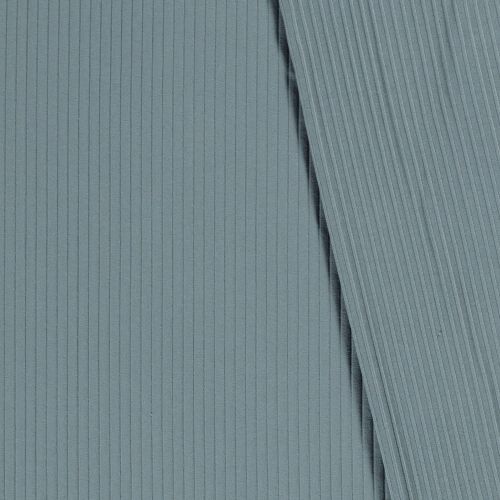 Tissu jersey cotelé 6 mm bleu jean