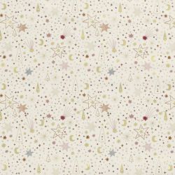 Tissu coton ciel étoilé glitter fond blanc cassé