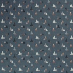 Tissu coton sapin glitter fond gris foncé 