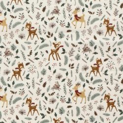 Tissu coton la forêt fête noël fond blanc