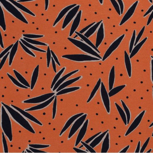 Tissu jersey viscose fleurs fond orange