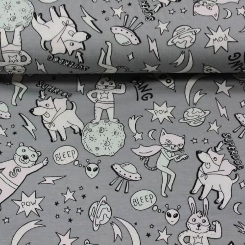 Tissu jersey magique super animaux